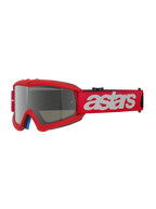 Alpinestars Vision Youth Blaze Goggles, occhiali da motocross, rosso e argento specchiato, montatura rossa con lente a specchio argento, ampia fascia rossa con logo astars bianco, protezione professionale per giovani piloti off-road