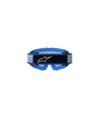 Alpinestars Vision Youth Blaze Goggles, occhiali da motocross, blu, vista posteriore con cinturino intrecciato blu, marchio Alpinestars bianco e placca centrale nera con logo, imbottitura in schiuma blu, progettati per corse fuoristrada per ragazzi