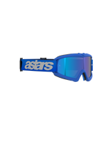Alpinestars Vision Youth Blaze Goggles, occhiali da motocross, Blue Mirror Blue, montatura blu vivace con lente specchiata, ampia fascia blu con logo 'astars' grigio chiaro, protezione oculare ad alte prestazioni per giovani piloti off-road