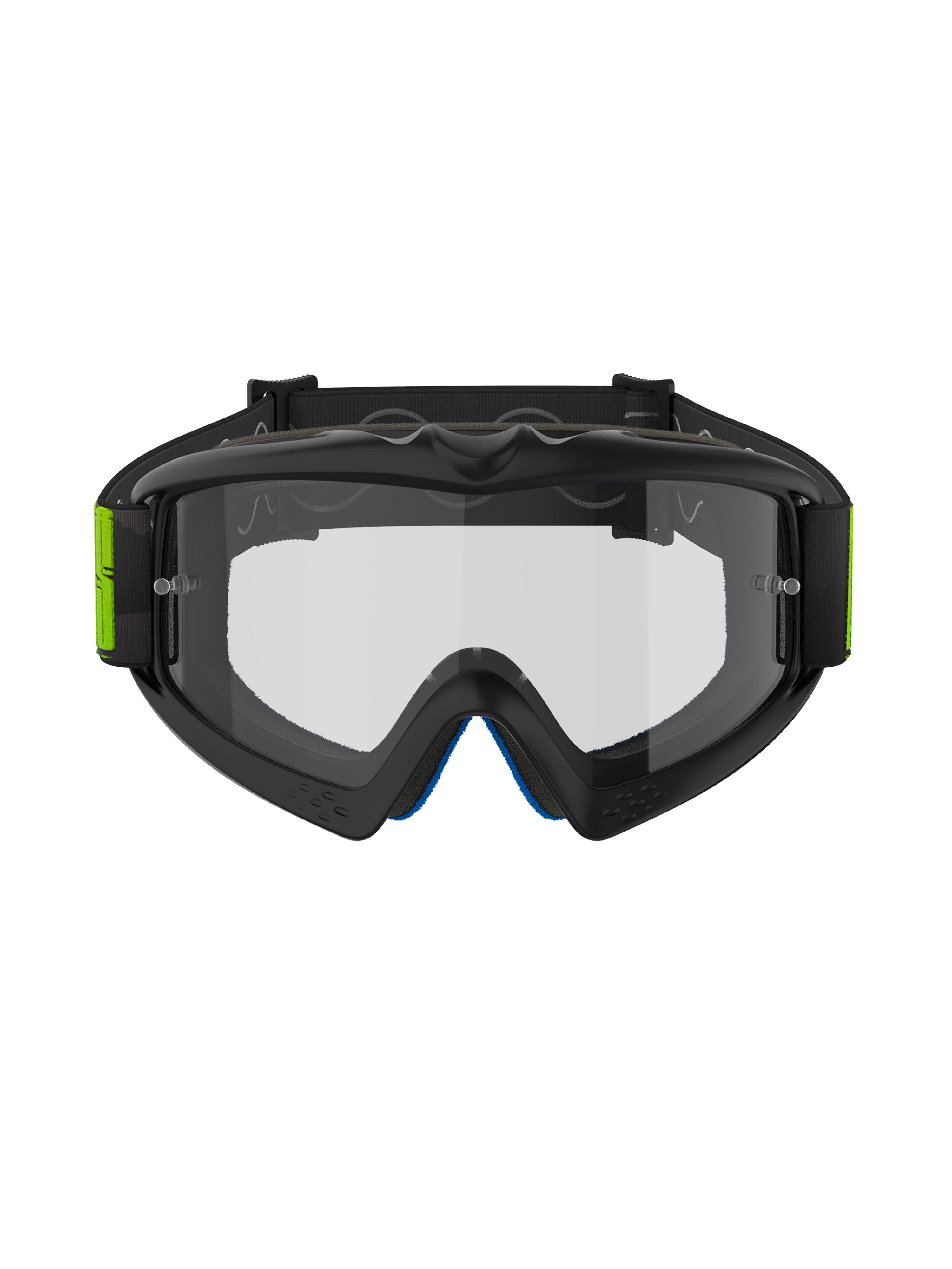 Alpinestars Vision Youth Hollow Goggles, maschere da motocross, grigio antracite e giallo fluo, lente trasparente antiappannamento con supporti per tear-off, fascia tessuta nera con dettagli giallo fluorescente, occhiali protettivi off-road per giovani piloti