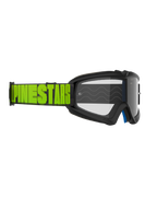 Maschere Alpinestars Vision Youth Hollow, maschere da motocross, grigio antracite e giallo fluo, lente trasparente, fascia nera con vistoso marchio Alpinestars giallo fluo, occhiali protettivi ad alte prestazioni per giovani piloti