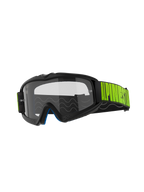 Alpinestars Vision Youth Hollow Goggles, maschere da motocross, montatura grigia con lente trasparente antiappannamento, fascia nera con logo giallo fluorescente, schiuma interna blu, progettate per giovani piloti in gare off-road