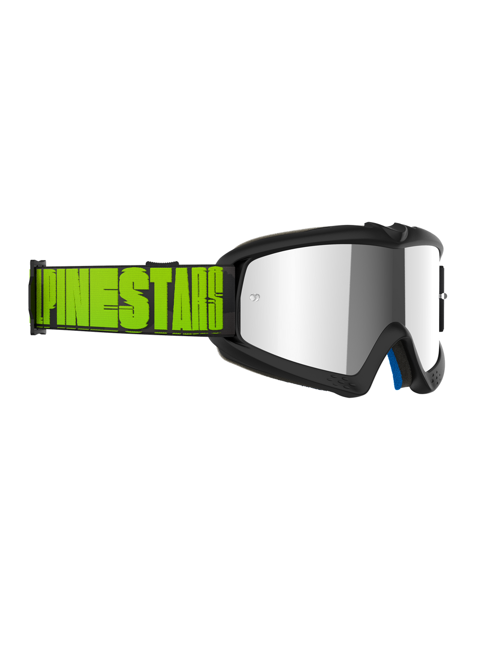 Alpinestars Vision Youth Hollow Goggles, maschera da motocross per ragazzi, montatura grigio antracite con lente argento a specchio, fascia giallo fluo e nera con logo Alpinestars evidente, protezione professionale per gli occhi per gare fuoristrada