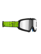 Alpinestars Vision Youth Hollow Goggles, maschera da motocross per ragazzi, montatura grigio antracite con lente argento a specchio, fascia giallo fluo e nera con logo Alpinestars evidente, protezione professionale per gli occhi per gare fuoristrada