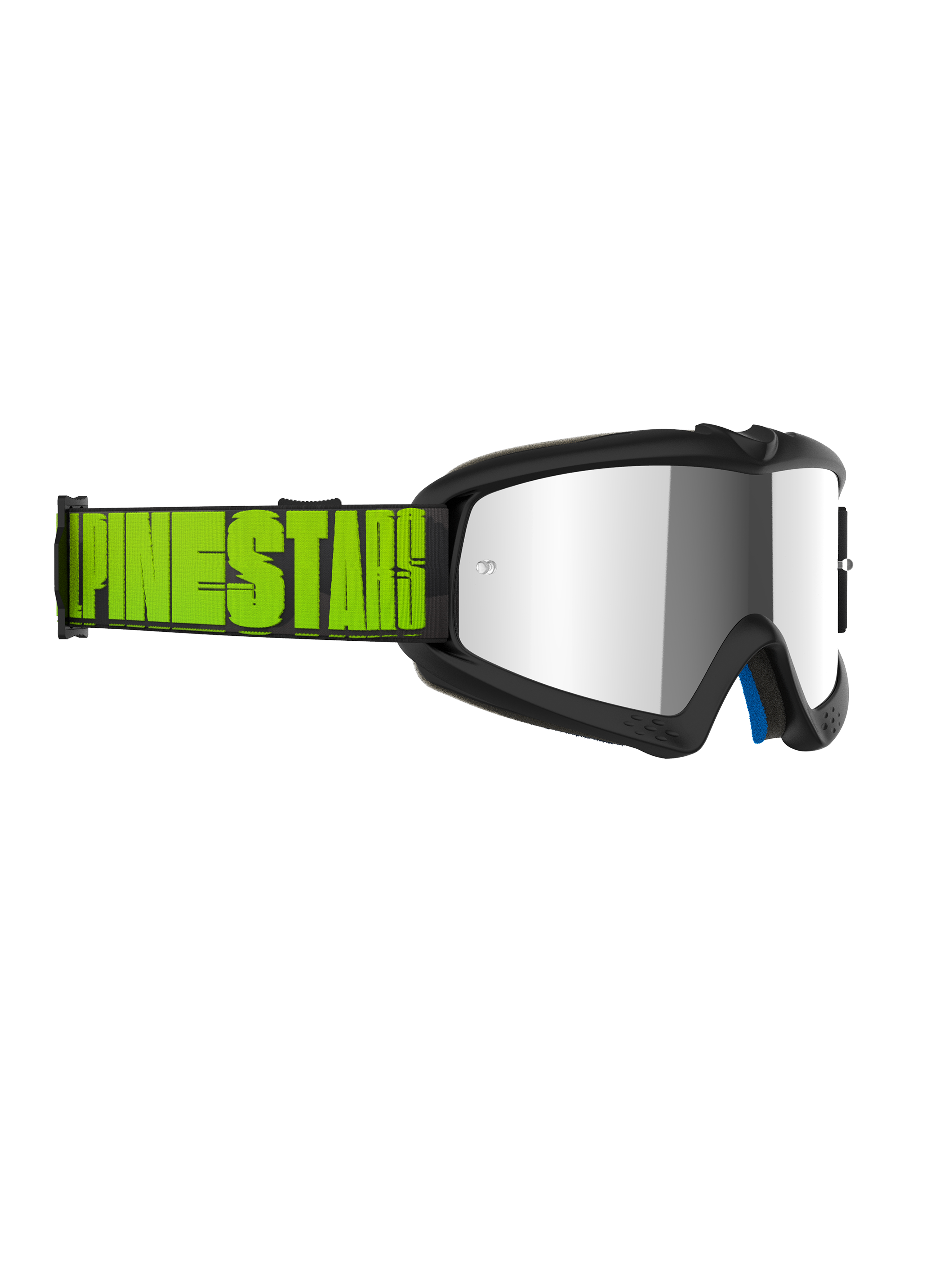 Alpinestars Vision Youth Hollow Goggles, maschera da motocross per ragazzi, montatura grigio antracite con lente argento a specchio, fascia giallo fluo e nera con logo Alpinestars evidente, protezione professionale per gli occhi per gare fuoristrada