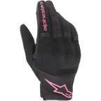Guanti da donna Alpinestars Stella Copper, guanti da moto urban, nero e fucsia, con tessuto mesh traspirante, protezione rigida delle nocche coperta e logo Alpinestars rosa sull'indice e sul polsino