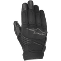 Alpinestars Faster Gloves, guanti da moto neri, con logo Alpinestars a stella e marchio Thermo Windtech, imbottiture rinforzate su nocche e dita, design multi-materiale per guida urbana