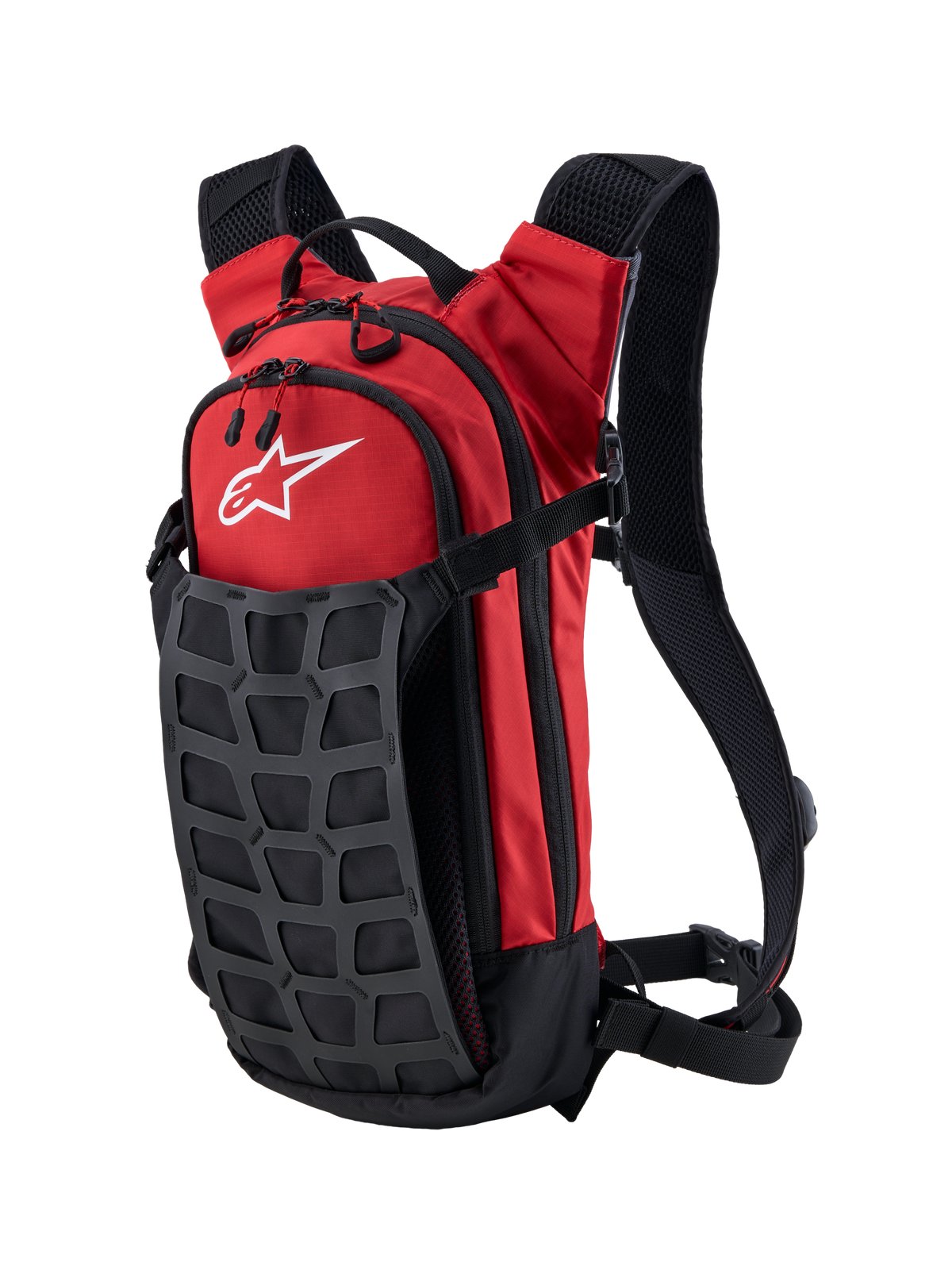 Alpinestars Zaino AT-9, zaino da motocross e fuoristrada, rosso acceso e nero, costruzione in tessuto resistente con spallacci imbottiti e logo bianco, ideale per uso paddock e viaggio