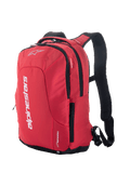 Alpinestars City Hunter V2 Backpack, zaino da moto urbano rosso e nero, logo bianco evidente, tasche laterali con zip, spallacci in rete imbottiti e design affusolato per motociclisti