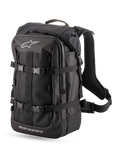 Alpinestars Zaino Multi Rover, zaino da moto adventure touring, nero, con struttura in tessuto, scomparto roll-top, cinghie di compressione e pannello frontale in rete con dettagli del logo