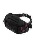 Alpinestars MM93 Waist Bag, marsupio da moto, nero con tiranti delle cerniere rossi, scomparti multipli con zip, cintura regolabile con fibbia, caratterizzato dal logo Alpinestars rosso e marchio MM93 grigio, tessuto durevole resistente all'acqua