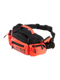 Alpinestars MM93 Waist Bag, marsupio da moto nero e rosso fluo, scomparti multipli con zip, impugnatura superiore e cinturino regolabile, grafica Marc Marquez 93, costruzione durevole e resistente all'acqua