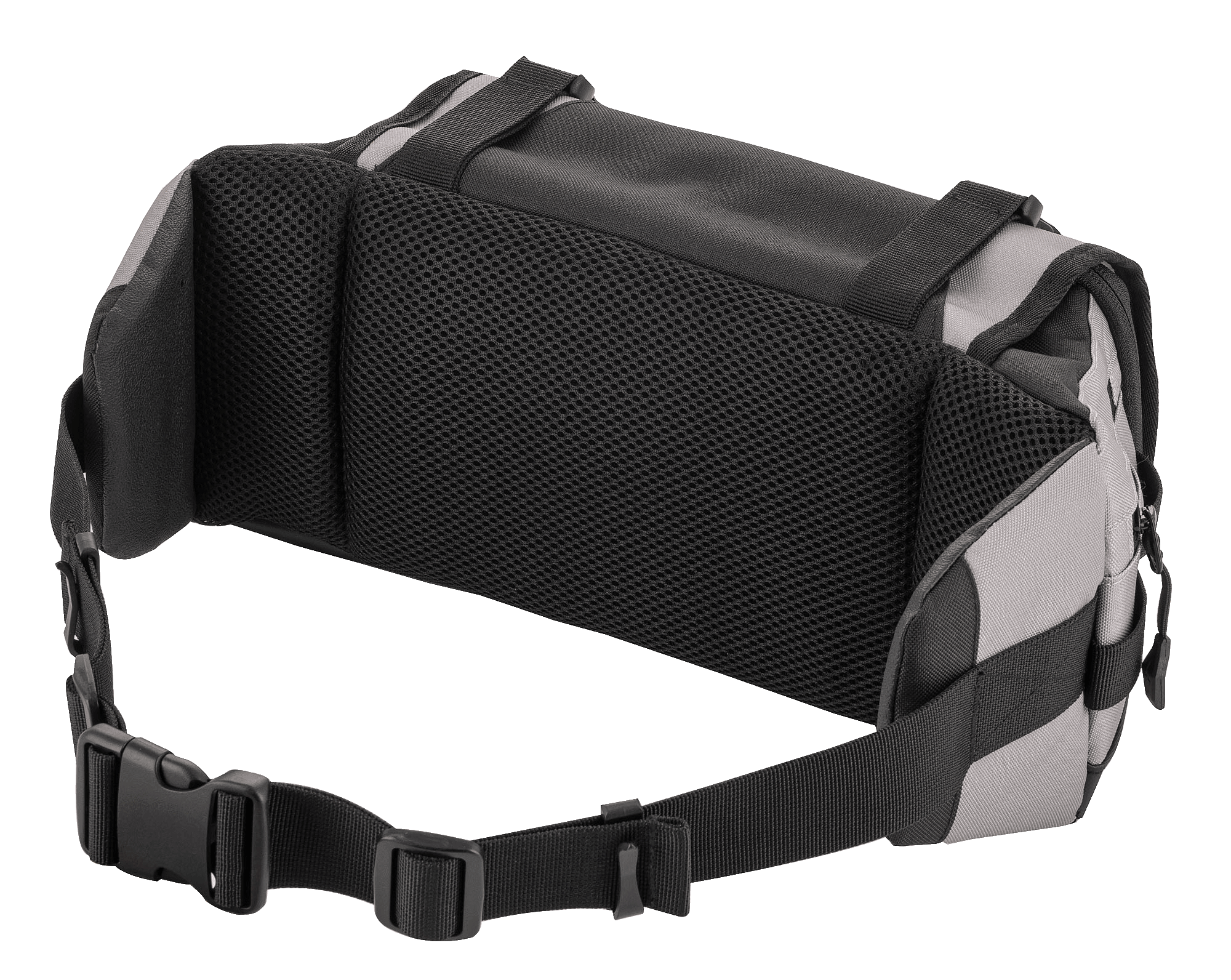 Alpinestars Tech Tool Pack, grigio nero, vista posteriore con imbottitura in rete traspirante per ventilazione e comfort, cintura regolabile con fibbia ad alta resistenza, struttura in tessuto resistente per guida off-road ed Enduro