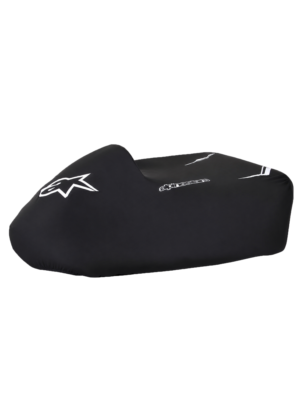 Telo copri kart Alpinestars, copertura impermeabile nera con loghi bianchi, vestibilità strutturata e bordo inferiore elasticizzato