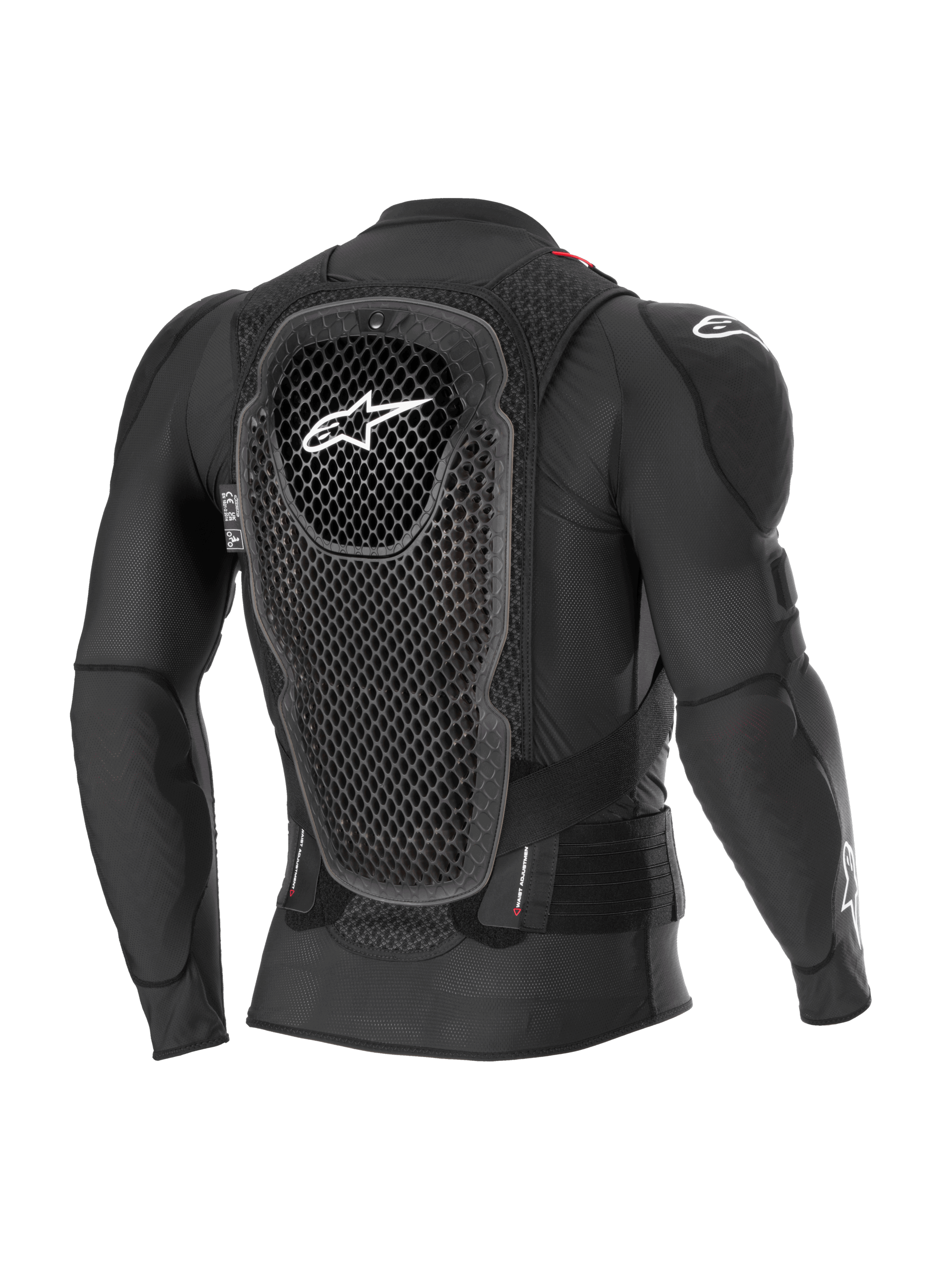 Giacca protettiva Alpinestars Bionic Pro V3 Plasma, nero, vista posteriore che evidenzia il paraschiena con tecnologia Cell, struttura in rete traspirante e protezioni integrate per le spalle, abbigliamento protettivo per motocross