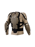 Alpinestars Giacca protettiva Bionic Action V3, protezione corpo motocross da uomo, color alluminio e nero, vista posteriore con paraschiena e gomitiere, certificata CE.