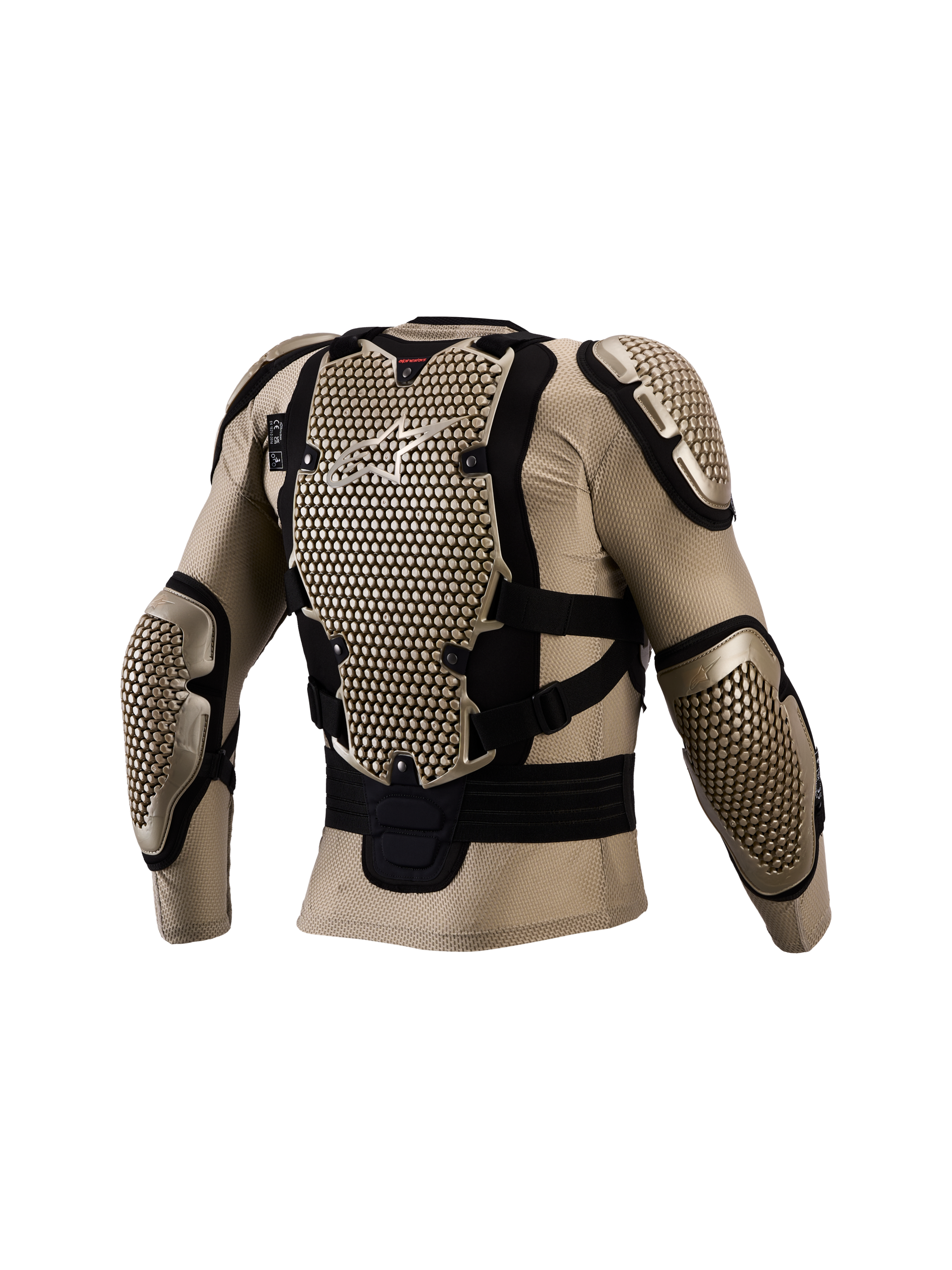 Alpinestars Giacca protettiva Bionic Action V3, protezione corpo motocross da uomo, color alluminio e nero, vista posteriore con paraschiena e gomitiere, certificata CE.