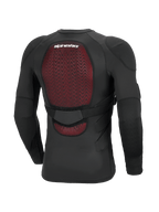 Giacca protettiva Alpinestars Bionic Plasma LT - Maniche Lunghe, nero, vista posteriore che evidenzia il paraschiena rosso Nucleon PLASMA, struttura in rete elasticizzata traspirante, fascia regolabile in vita e protezioni integrate per gomiti e spalle