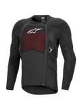 Alpinestars Bionic Plasma LT Protection Jacket a maniche lunghe, giacca protettiva da moto off-road, nero e rosso, con spalle e gomiti imbottiti, pannello sul petto in mesh traspirante con logo bianco, zip laterale sfalsata e cinghie laterali regolabili