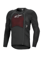 Alpinestars Bionic Plasma LT Protection Jacket a maniche lunghe, giacca protettiva da moto off-road, nero e rosso, con spalle e gomiti imbottiti, pannello sul petto in mesh traspirante con logo bianco, zip laterale sfalsata e cinghie laterali regolabili