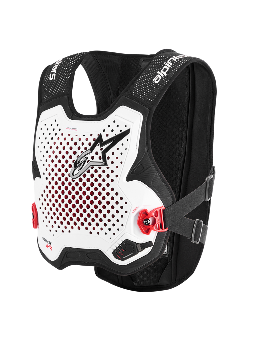 Alpinestars Tech-Air® MX System, gilet protettivo airbag per motocross bianco e nero, con protezione torace e schiena certificata CE e paraschiena Nucleon PLASMA integrato