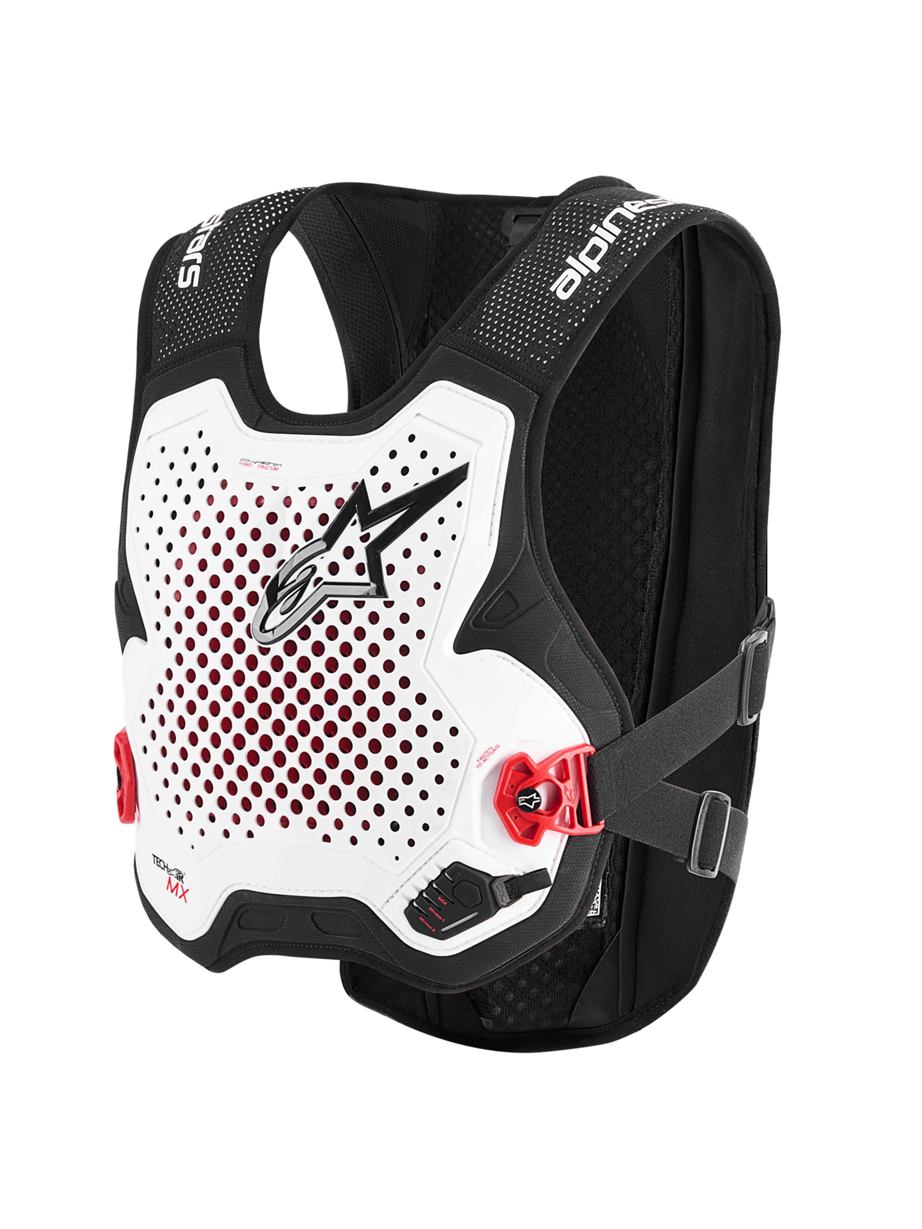 Alpinestars Tech-Air® MX System, gilet protettivo airbag per motocross bianco e nero, con protezione torace e schiena certificata CE e paraschiena Nucleon PLASMA integrato