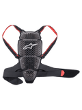 Alpinestars Nucleon KR-Cell Protector, paraschiena da moto, Smoke Black e rosso, caratterizzato da una griglia a nido d'ape traforata con logo Alpinestars bianco, cinghie rosse regolabili con logo e fascia lombare nera, design ergonomico ventilato