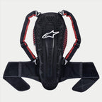 Alpinestars Nucleon KR-2 Paraschiena, Black Smoke Red, protezione spinale articolata con logo a stella bianco, pannelli laterali a nido d'ape rossi, spallacci regolabili e ampia fascia in vita, equipaggiamento di sicurezza per moto certificato CE Livello 2