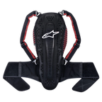 Alpinestars Nucleon KR-2 Back Protector, paraschiena da moto, Black Smoke Red, con design articolato stile vertebre, spallacci regolabili con accenti rossi e ampia fascia in vita, protezione leggera per la schiena