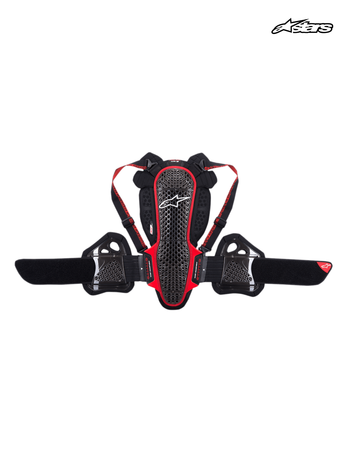 Alpinestars Paraschiena Nucleon KR-3, paraschiena da moto CE livello 2, nero fumo e rosso, con struttura a guscio a traliccio, bretelle regolabili e cintura lombare