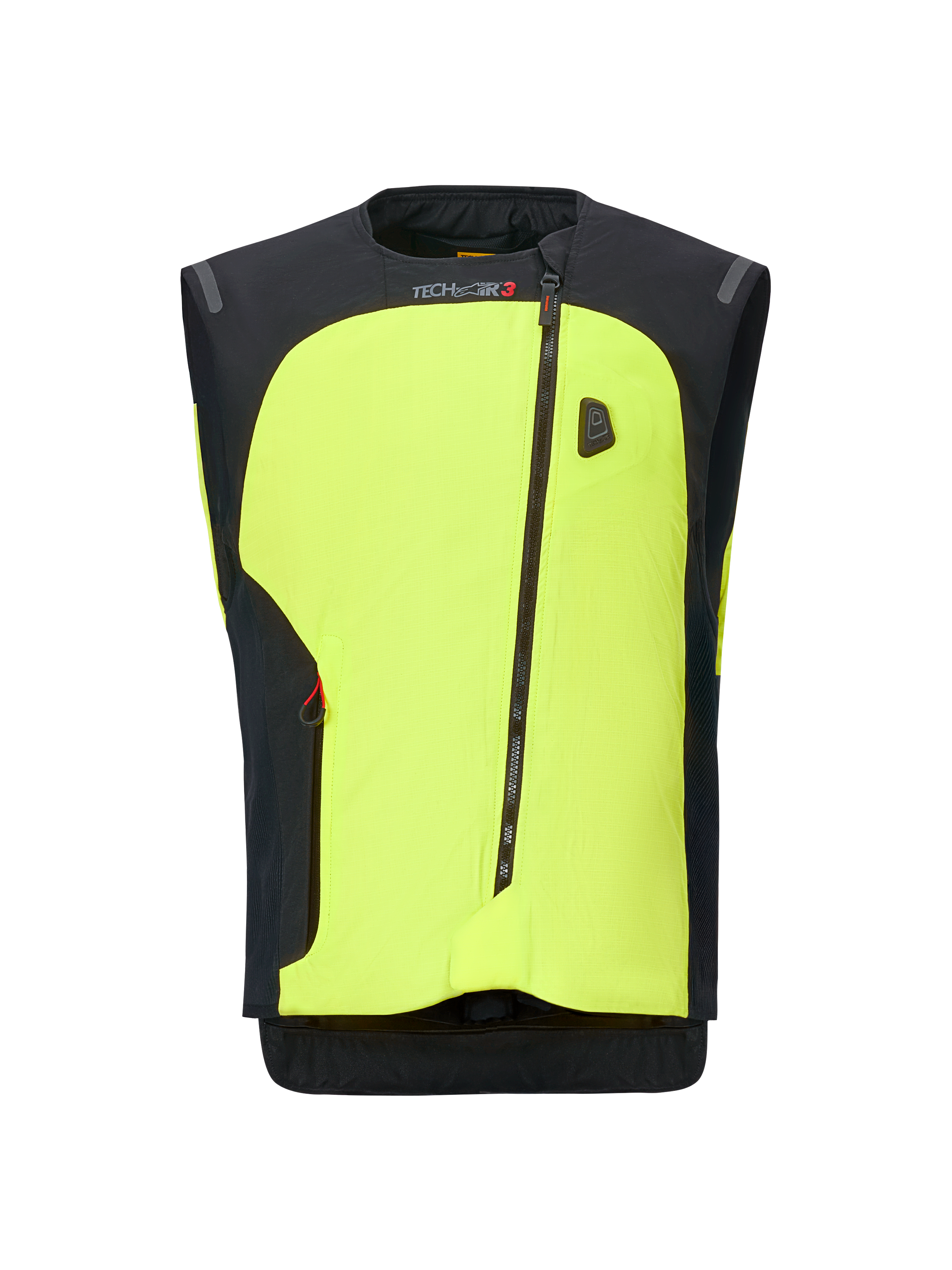 Alpinestars Tech-Air 3 V2 System, gilet airbag da moto, giallo neon e nero, con design a cerniera diagonale, sistema di protezione elettronico autonomo e struttura moderna ed elegante per uso stradale