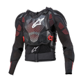 Alpinestars Bionic Tech V3 Protection Jacket, giacca protettiva da moto, nera con dettagli bianchi e rossi, con protezione toracica traforata e logo a stella bianco, fibbie rosse regolabili, protezioni per spalle e gomiti integrate e strato base in mesh traspirante