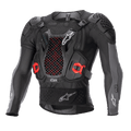 Alpinestars Bionic Plus V2 Protection Jacket, pettorina protettiva da motocross, nero e grigio antracite con dettagli rossi, con protezione per il petto a rete a nido d'ape, spalle e gomiti imbottiti, design in rete traspirante per gare off-road