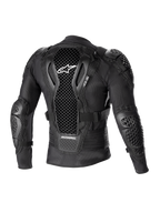 Giacca protettiva Alpinestars Bionic Action V2, vista posteriore, nero, con paraschiena traforato Cell Technology e logo bianco, struttura in mesh con protezioni integrate per spalle e gomiti, progettata per il motocross e il fuoristrada