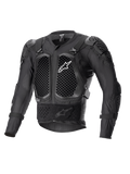 Giacca protettiva Alpinestars Bionic Action V2, nero, con protezioni per petto e gomiti con tecnologia Cell a nido d'ape, costruzione in rete traspirante, logo Alpinestars bianco sul petto, equipaggiamento protettivo per moto fuoristrada
