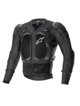 Giacca protettiva Alpinestars Bionic Action V2, nero, con protezioni per petto e gomiti con tecnologia Cell a nido d'ape, costruzione in rete traspirante, logo Alpinestars bianco sul petto, equipaggiamento protettivo per moto fuoristrada