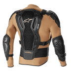 Giacca protettiva Alpinestars Bionic Action V2, Sand Black e Tangerine, vista posteriore con paraschiena a tecnologia Cell dal design a nido d'ape, protezioni integrate per spalle e gomiti, costruzione in mesh traspirante color sabbia