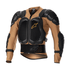 Alpinestars Bionic Action V2 Protection Jacket, giacca protettiva per moto, sabbia e nero con dettagli tangerine, dotata di placche su petto e spalle con tecnologia Cell a nido d'ape, struttura in mesh traspirante, fascia lombare integrata e cinghie regolabili, certificata CE per motocross e guida fuoristrada