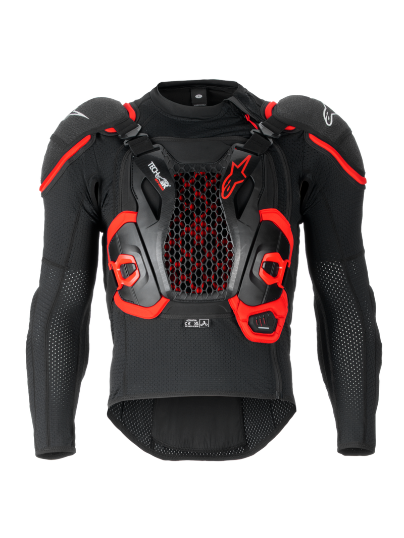 Alpinestars Airbag Tech-Air® Off-Road, sistema airbag moto off-road omologato FIM con protezione CE Livello 1, nero e rosso, costruzione in tessuto con protezione torace e schiena Nucleon CELL integrata