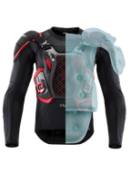 Alpinestars Airbag Tech-Air® Off-Road, giacca airbag protettiva da moto enduro e rally, nera e rossa, con copertura dell'airbag attiva visibile su un lato, omologata FIM e certificata CE
