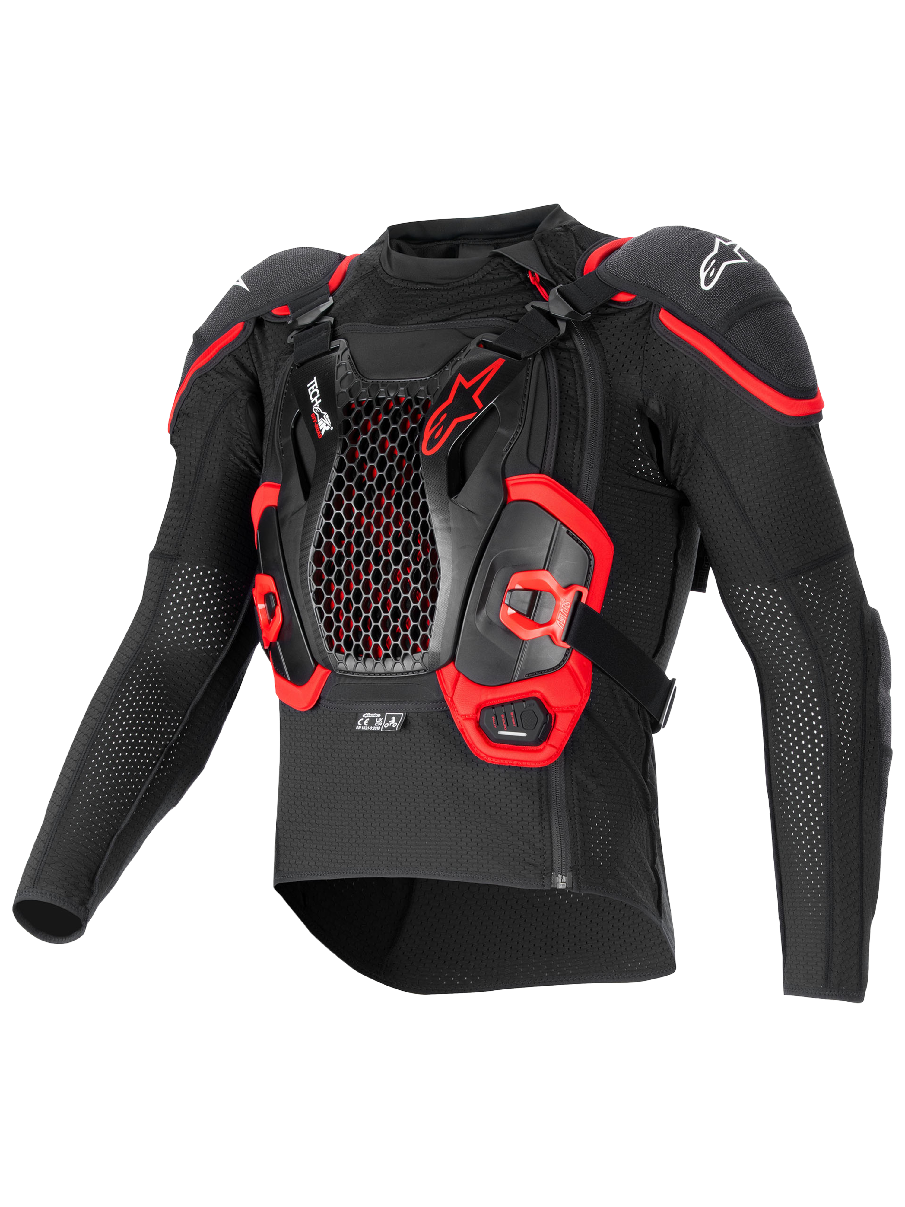 Alpinestars Airbag Tech-Air® Off-Road, giacca protettiva off-road con airbag, nero e rosso, protezione torace Nucleon CELL a nido d'ape, certificata CE