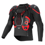 Giacca protettiva Alpinestars Tech-Air® Off-Road System, nero e rosso, con protezione torace a nido d'ape e mesh traspirante.