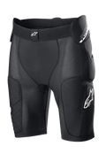 Alpinestars Bionic Action Protection Shorts, nero, con imbottitura integrata su fianchi e cosce, struttura in rete traspirante, fascia elastica in vita con logo bianco, equipaggiamento protettivo per motocross e fuoristrada