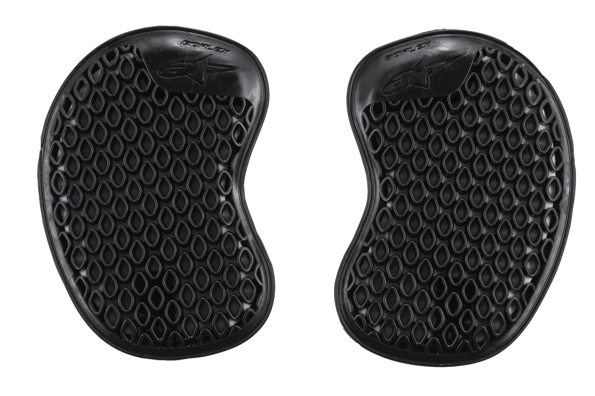 Alpinestars Bioflex Hip Protectors, protezioni per l'anca nere, coppia di inserti protettivi per moto con struttura cellulare a nido d'ape ventilata, forma ergonomica sottile per una vestibilità discreta, imbottiture protettive adattive contro gli impatti