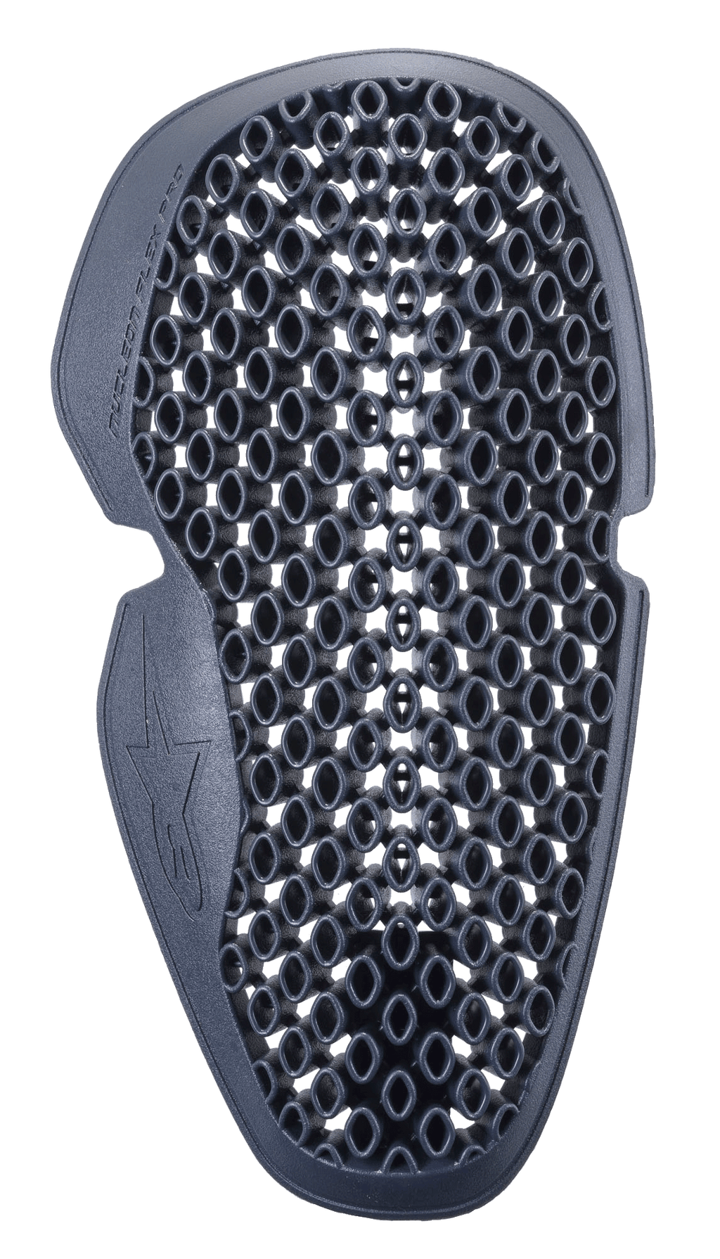 Protezione gomito Alpinestars Nucleon Flex Pro, grigio antracite, design a griglia a nido d'ape ventilata, inserto protettivo leggero e flessibile per abbigliamento moto, con forma ergonomica e logo Alpinestars