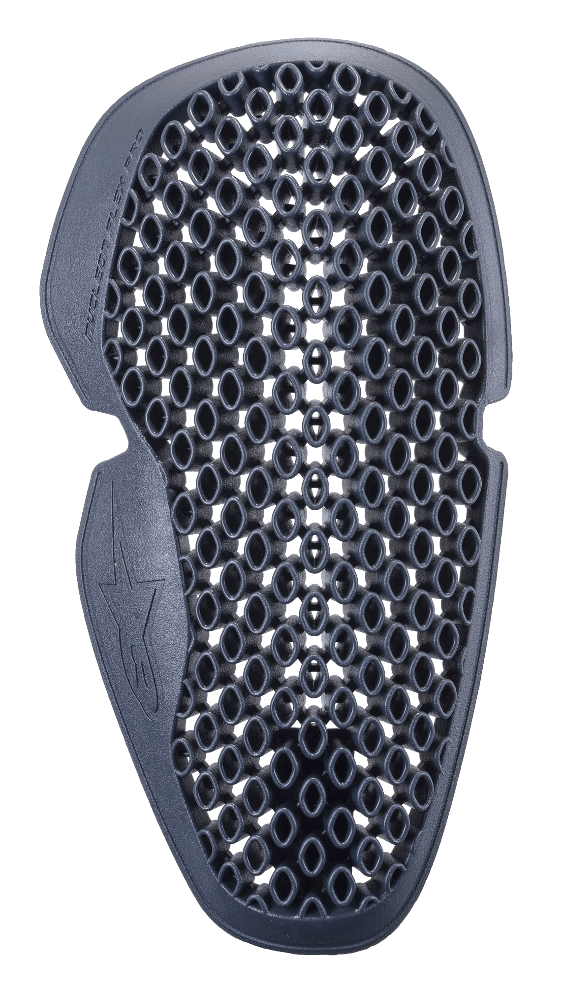 Protezione gomito Alpinestars Nucleon Flex Pro, grigio antracite, design a griglia a nido d'ape ventilata, inserto protettivo leggero e flessibile per abbigliamento moto, con forma ergonomica e logo Alpinestars
