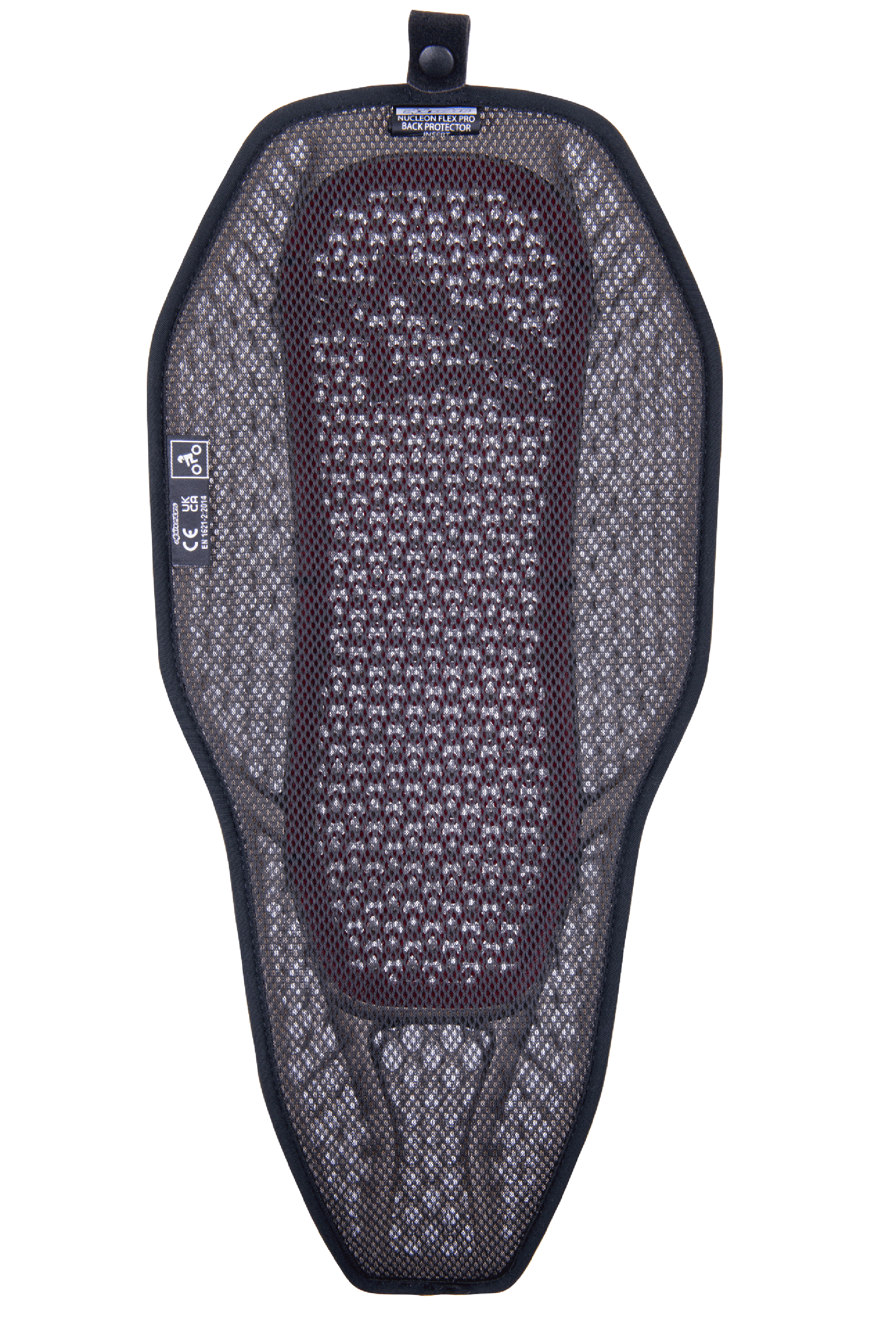 Alpinestars Nucleon Flex Proi Full Back Protector Insert, paraschiena da moto, Transparent Smoke Red, rivestimento in rete 3D grigia con nucleo rosso visibile, design ibrido altamente ventilato con bottone a pressione per l'integrazione con la giacca