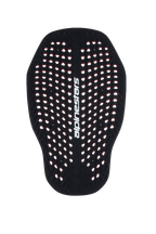 Alpinestars Nucleon Plasma Back Protector Insert, paraschiena da moto nero e rosso, struttura a nido d'ape altamente perforata per la ventilazione, branding Alpinestars bianco in verticale, protezione dagli impatti leggera e adattiva certificata CE Livello 2.