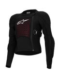 Alpinestars Bionic Plasma LT Youth Protection Jacket, nero e rosso, abbigliamento protettivo da moto, con protezioni imbottite su spalle e gomiti, cerniera frontale sfalsata, cinghie laterali regolabili e pannello testurizzato sul petto con logo bianco