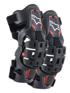 Ginocchiere Alpinestars Youth Bionic 5S, protezione ginocchio per motocross, nero e rosso, paio di protezioni caratterizzate da un design del telaio ibrido con scocche ventilate, logo Astar bianco sulla sezione superiore, marchio ASTARS rosso sulla sezione inferiore e cinturini neri regolabili per una vestibilità sicura.